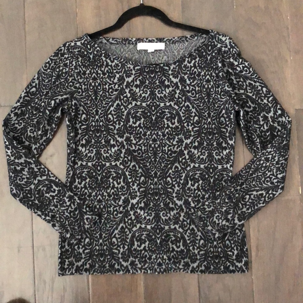 LOFT Damask Long Sleeve Tee